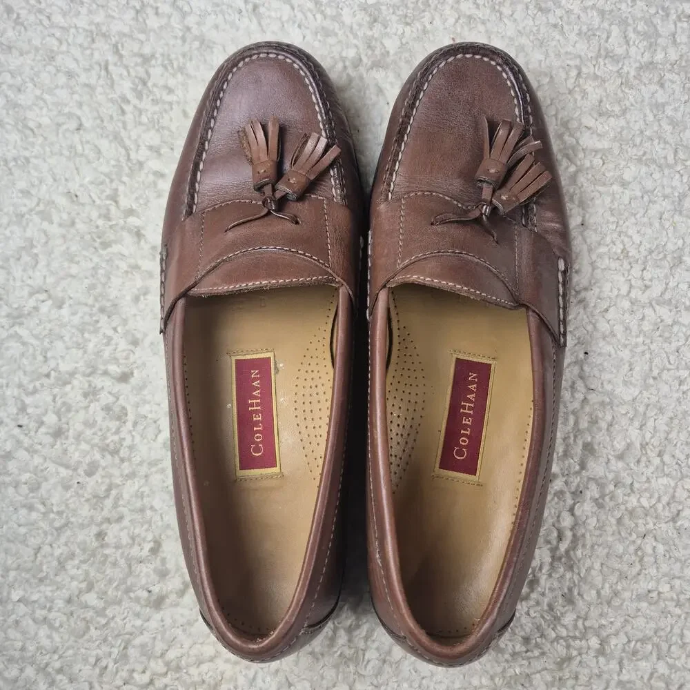 Cole Haan Mens Brown Leather Tassel Loafer Dress Shoes Size 10 D Footwear Casual